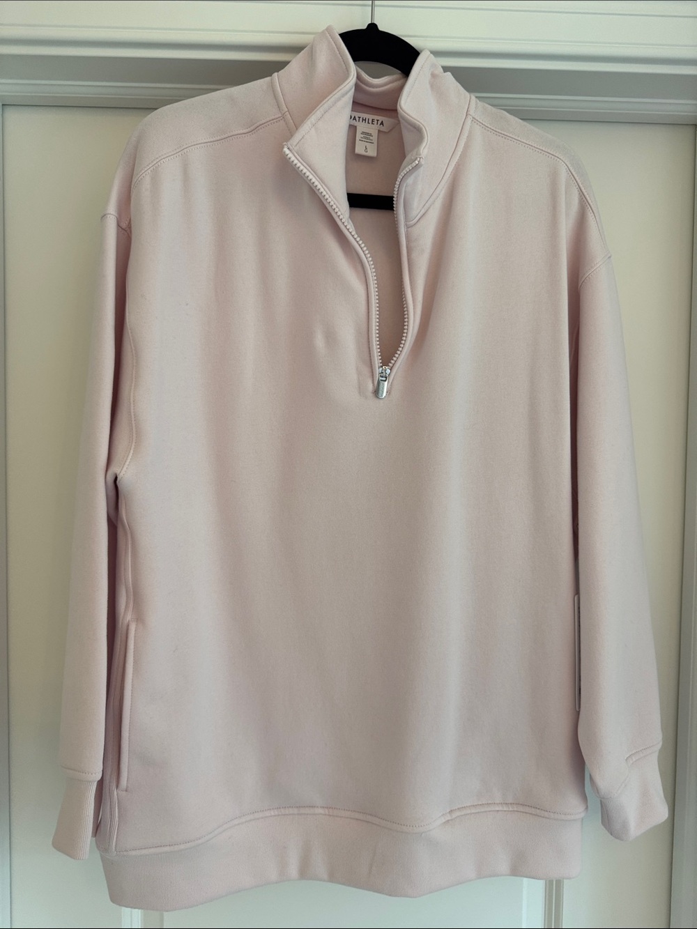 Athleta Forever Fleece Pale Pink 1/4 Zip Sweatshirt